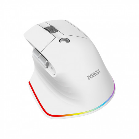 Miš Everest SMW- 178 Handy 2in1 Bluetooth 2,4GHz White Rechargeable 4000 DPI Horizontal/Vertical Wheel Ergonomic RGB Mouse, 4104