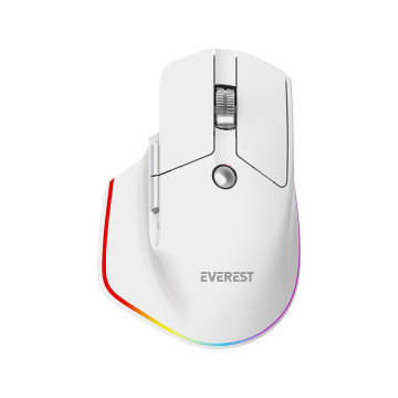Miš Everest SMW- 178 Handy 2in1 Bluetooth 2,4GHz White Rechargeable 4000 DPI Horizontal/Vertical Wheel Ergonomic RGB Mouse, 4104