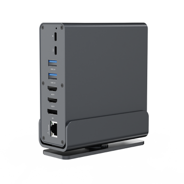 Docking station GEMBIRD USB Type-CF 15-in-1 multi-port HDMIx2 + DisplayPort + PD + card reader + GigaLAN + 3.5 mm audio, grey A-