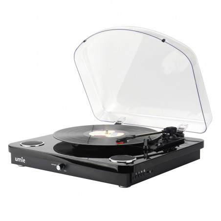 Gramofon UMIE Vintage Turntable BEMOL ,BLACK Music Box 10 W sa BT IN, BT OUT, RCA, USB, 42876