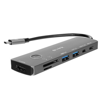 Docking station S-link SW-U707 USB adapter Type-C 7 in 1 2*USB 3.0, 1*Type-C 3.1, 1*PD, 1* HDMI 4K60HZ, SD and TF Type C Hub Ada