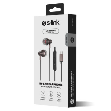 S-Link slušalice sa mikrofonom in-ear USB-C, Type-C, SL-TPK03 black, 39569
