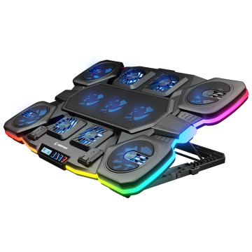 Postolje za notebook gaming RAMPAGE S50 Glacier Black RGB Lighting, 11 Fans, LCD Display, 1 Type C, 1 USB Port, 42328
