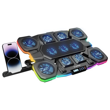 Postolje za notebook gaming RAMPAGE S50 Glacier Black RGB Lighting, 11 Fans, LCD Display, 1 Type C, 1 USB Port, 42328