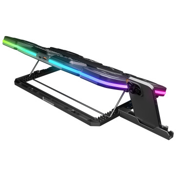 Postolje za notebook gaming RAMPAGE S50 Glacier Black RGB Lighting, 11 Fans, LCD Display, 1 Type C, 1 USB Port, 42328