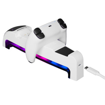 Charging Station gaming RAMPAGE RP-PS5 S RGB Lighted Headphone Stand with PlayStation 5 Slim Compatible Fast Charging Station, 4
