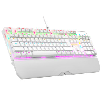 Tastatura gaming RAMPAGE KB-R86 UMBRA White USB Rainbow Illuminated Blue Switch US Layout English Mechanical Gaming Keyboard, 42