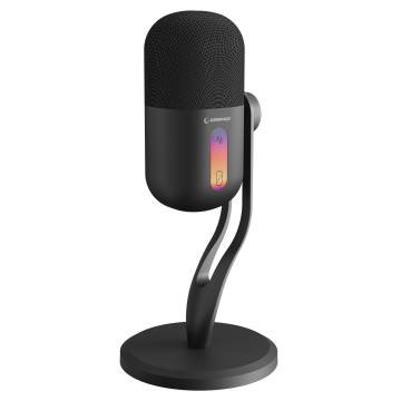 Mikrofon gaming RAMPAGE ARPEJ Black RGB Stand Desktop Microphone with Volume Indicator, 42798