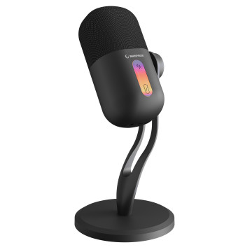 Mikrofon gaming RAMPAGE ARPEJ Black RGB Stand Desktop Microphone with Volume Indicator, 42798
