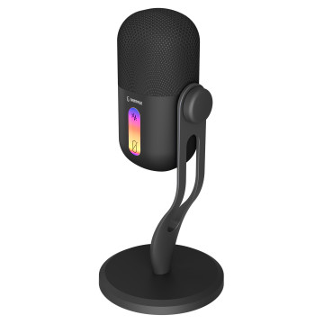 Mikrofon gaming RAMPAGE ARPEJ Black RGB Stand Desktop Microphone with Volume Indicator, 42798