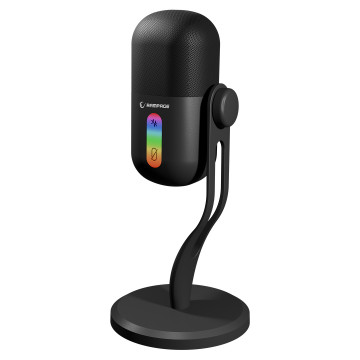 Mikrofon gaming RAMPAGE ARPEJ Black RGB Stand Desktop Microphone with Volume Indicator, 42798