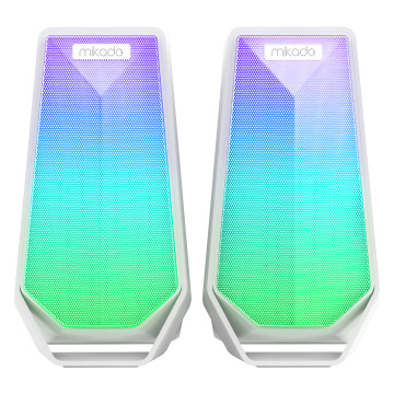Zvučnici 2.0 gaming Mikado MD-188 2.0 5W*2 Bluetooth White RGB illuminated USB cable USB 5V 5V speaker speaker, 41682