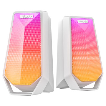 Zvučnici 2.0 gaming Mikado MD-188 2.0 5W*2 Bluetooth White RGB illuminated USB cable USB 5V 5V speaker speaker, 41682
