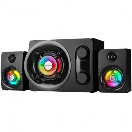 Zvučnici 2.1 gaming RAMPAGE RMS-G8 25W BLUETOOTH + USB-SD-FM RAINBOW Black RGB LED, 30253