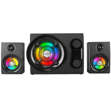 Zvučnici 2.1 gaming RAMPAGE RMS-G8 25W BLUETOOTH + USB-SD-FM RAINBOW Black RGB LED, 30253