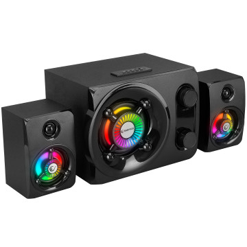 Zvučnici 2.1 gaming RAMPAGE RMS-G8 25W BLUETOOTH + USB-SD-FM RAINBOW Black RGB LED, 30253