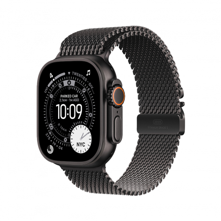 Apple Watch Ultra 3 49mm Black Titanium Case Milanese Loop M MF1Q4AF/A