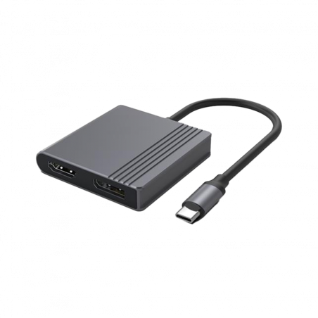 USB adapter Type-C to HDMI i DiplayPort adapter 4K 60Hz, black, GEMBIRD, A-CM-HDMIFDPF-01