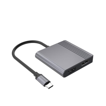 USB adapter Type-C to HDMI i DiplayPort adapter 4K 60Hz, black, GEMBIRD, A-CM-HDMIFDPF-01