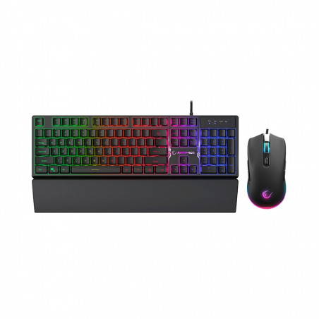 Tastatura + miš gaming RAMPAGE KM-RX7 FORTUNA V2 Rainbow Backlit USB Black Gaming Combo US Layout English Gaming Keyboard 12800 