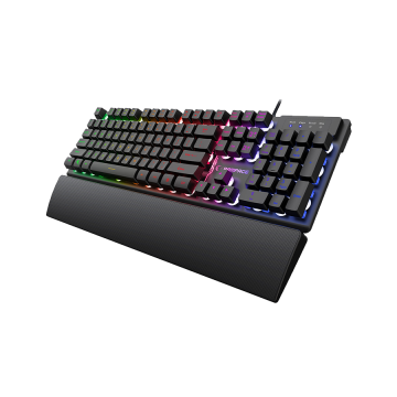 Tastatura + miš gaming RAMPAGE KM-RX7 FORTUNA V2 Rainbow Backlit USB Black Gaming Combo US Layout English Gaming Keyboard 12800 