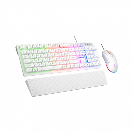 Tastatura + miš gaming RAMPAGE KM-RX7 Fortuna V2 Rainbow Lighting USB White Gaming Combo Us Layout English Gaming Keyboard 12800