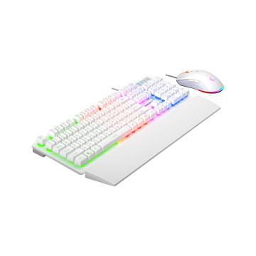 Tastatura + miš gaming RAMPAGE KM-RX7 Fortuna V2 Rainbow Lighting USB White Gaming Combo Us Layout English Gaming Keyboard 12800