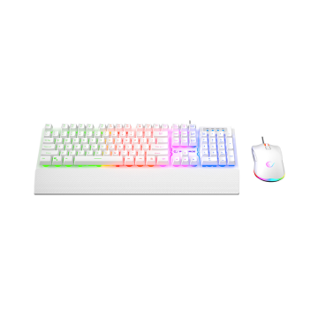 Tastatura + miš gaming RAMPAGE KM-RX7 Fortuna V2 Rainbow Lighting USB White Gaming Combo Us Layout English Gaming Keyboard 12800