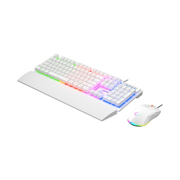 Tastatura + miš gaming RAMPAGE KM-RX7 Fortuna V2 Rainbow Lighting USB White Gaming Combo Us Layout English Gaming Keyboard 12800