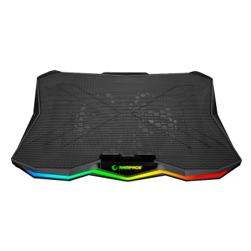 Postolje za notebook gaming Rampage AD-RC8 SHOWY Black 180mm Fan 15-17″ RGB Light Notebook Cooling Stand, 33450