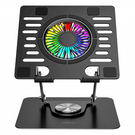 Postolje za notebook riser stand preklopivi rotirajuci, Addison AD-RC36 Steely 360 Degree Fan Fan Fan RGB Light Adjustable Black