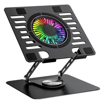 Postolje za notebook riser stand preklopivi rotirajuci, Addison AD-RC36 Steely 360 Degree Fan Fan Fan RGB Light Adjustable Black