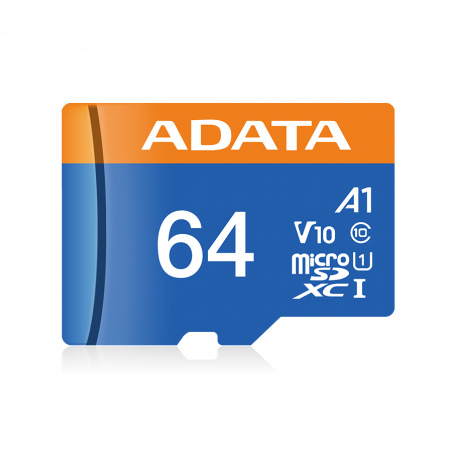 MICRO SD ADATA 64GB Premier UHS-I Class 10 / V10 100/25 Mbps AUSDX64GUICL10A1-RA1
