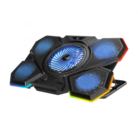 Postolje za notebook gaming Addison RAMPAGE AD-RC13 BELLATRIX BLACK 5 FAN 2 USB RGB LIGHT 15 “-17” Notebook Cool Stand, 40487