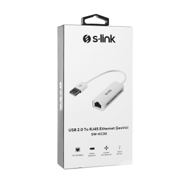 USB to LAN Ethernet adapter converter USB A plug/RJ45, S-Link SW-KC30, 40460