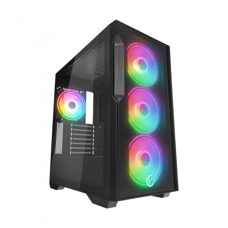Kućište gaming RAMPAGE CRAFT CRUISER V1 Mesh Tempered Glass Black 4*14cm RGB Fan Hub Controller TYPE-C E-ATX Big-T, 40412