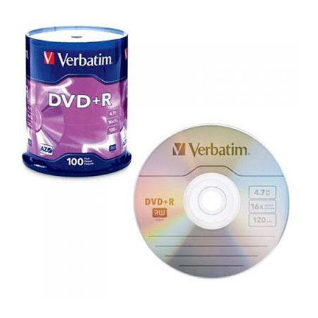 DVD-R, VERBATIM,4,7 GB,16X, spindle 100 kom,MATT SILVER