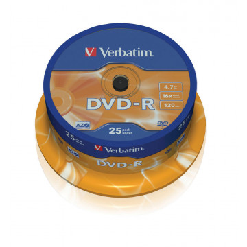 DVD-R, VERBATIM,4,7 GB,16X, spindle 25 kom,MATT SILVER,43522
