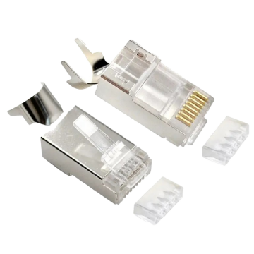 Konektor 10 komada GEMBIRD LC-PTF7-01/10, Shielded modular CAT7, pass-through type plug 15u” gold, plated