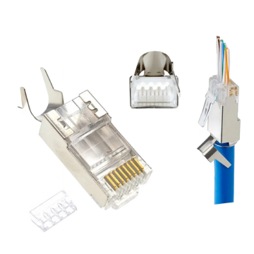 Konektor 10 komada GEMBIRD LC-PTF7-01/10, Shielded modular CAT7, pass-through type plug 15u” gold, plated