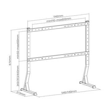 Stalak/Nogare za TV VESA GEMBIRD TVS-D90F-01 black, 45″ – 90″