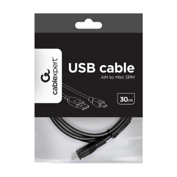 USB 2,0 PRO kabal A-mini 5PM 30cm, GEMBIRD CCP-USB2-AM5P-1
