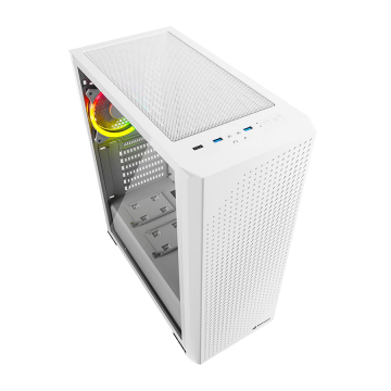 Kućište SHARKOON gaming, VS9 White RGB ATX, Tempered Glass, ventilator 3x120mm