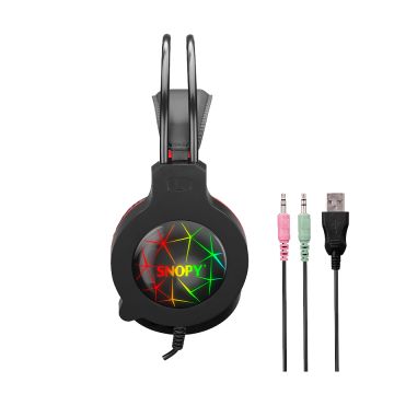 Slušalice sa mikrofonom gaming Snopy SN-GX7 CRAZY Black USB Led Microphone Headset, 31380