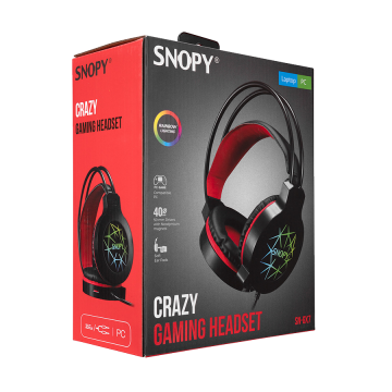 Slušalice sa mikrofonom gaming Snopy SN-GX7 CRAZY Black USB Led Microphone Headset, 31380