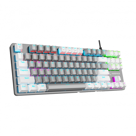 Tastatura gaming RAMPAGE Snug K14 Gray/White Red Switch Mechanical Gaming Keyboard ENGLISH Layout English Rainbow TKL, 41855