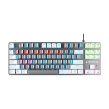Tastatura gaming RAMPAGE Snug K14 Gray/White Red Switch Mechanical Gaming Keyboard ENGLISH Layout English Rainbow TKL, 41855
