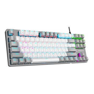 Tastatura gaming RAMPAGE SNUG K14 White/Gray Blue Switch Mechanical Gaming Keyboard ENGLISH Layout English Rainbow TKL, 41851
