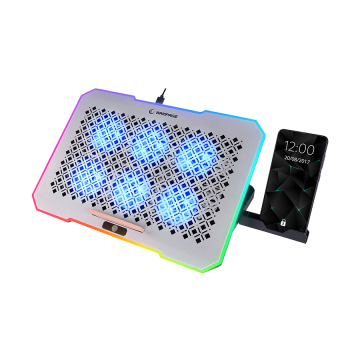 Postolje za notebook gaming Rampage S48 FREEZ Silver 10 Mode RGB 70*70*10MM*6 Fan 9′-17′ Notebook Cooler Stand, 40724
