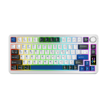 Tastatura gaming RAMPAGE QUELL PRO screen White Hot Swap 2.4g Bt Wireless RGB Gasket Oil Switch English Layout PBT KeyCaps Mecha